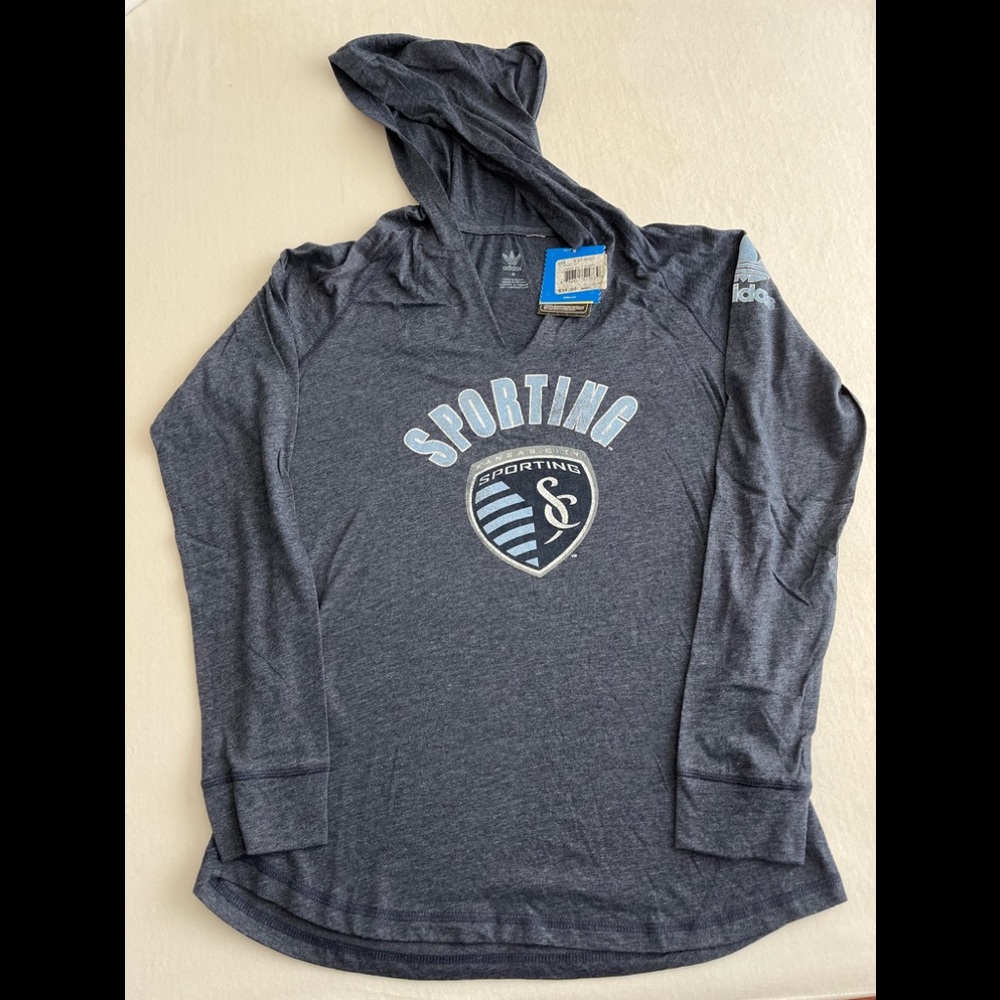 NWT long sleeve, hooded tee Sporting KC/ adidas